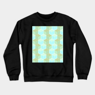 Cubes in teal and golden chevron Crewneck Sweatshirt